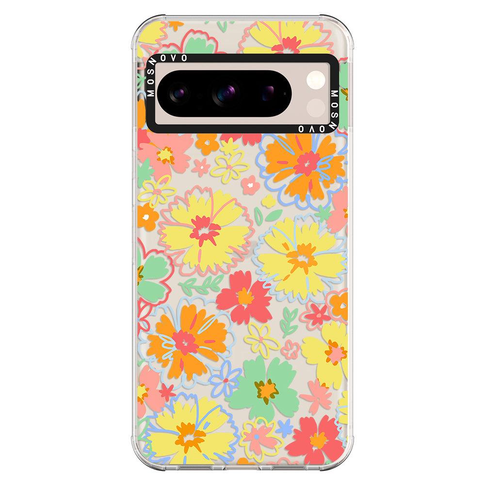 Retro Boho Hippie Flowers Phone Case - Google Pixel 8 Pro Case - MOSNOVO