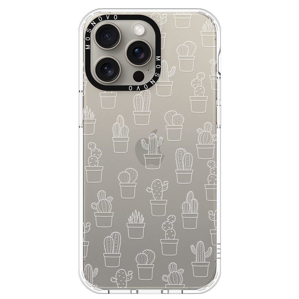 White Potted Cactus Phone Case - iPhone 15 Pro Max Case - MOSNOVO