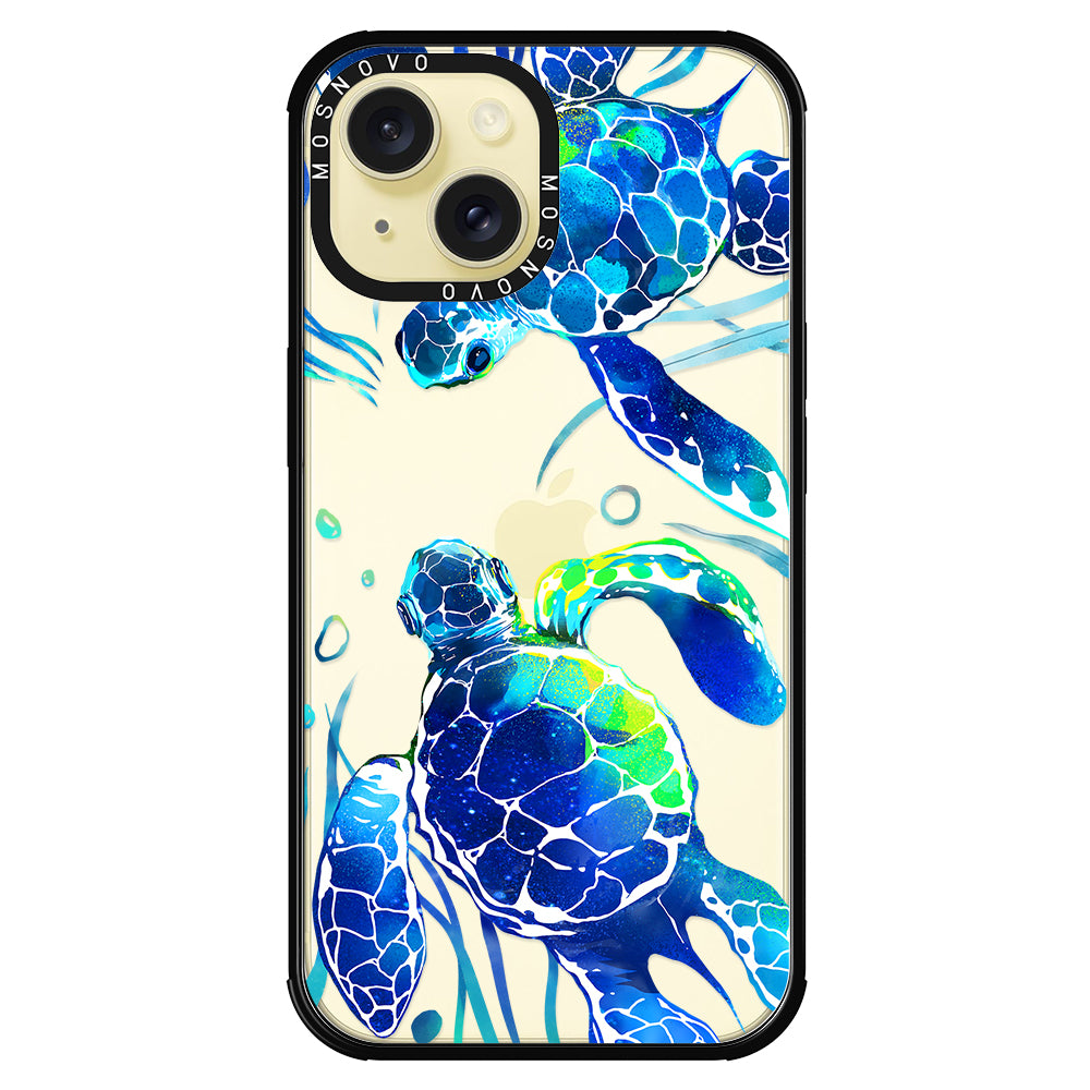 Blue Sea Turtle Phone Case - iPhone 15 Case - MOSNOVO