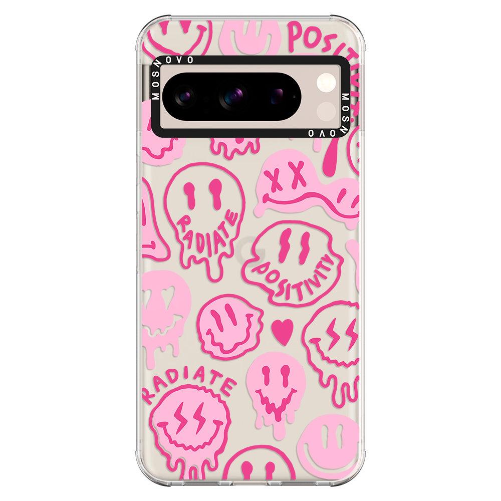 Pink Dripping Smiles Positivity Radiate Face Phone Case - Google Pixel 8 Pro Case - MOSNOVO