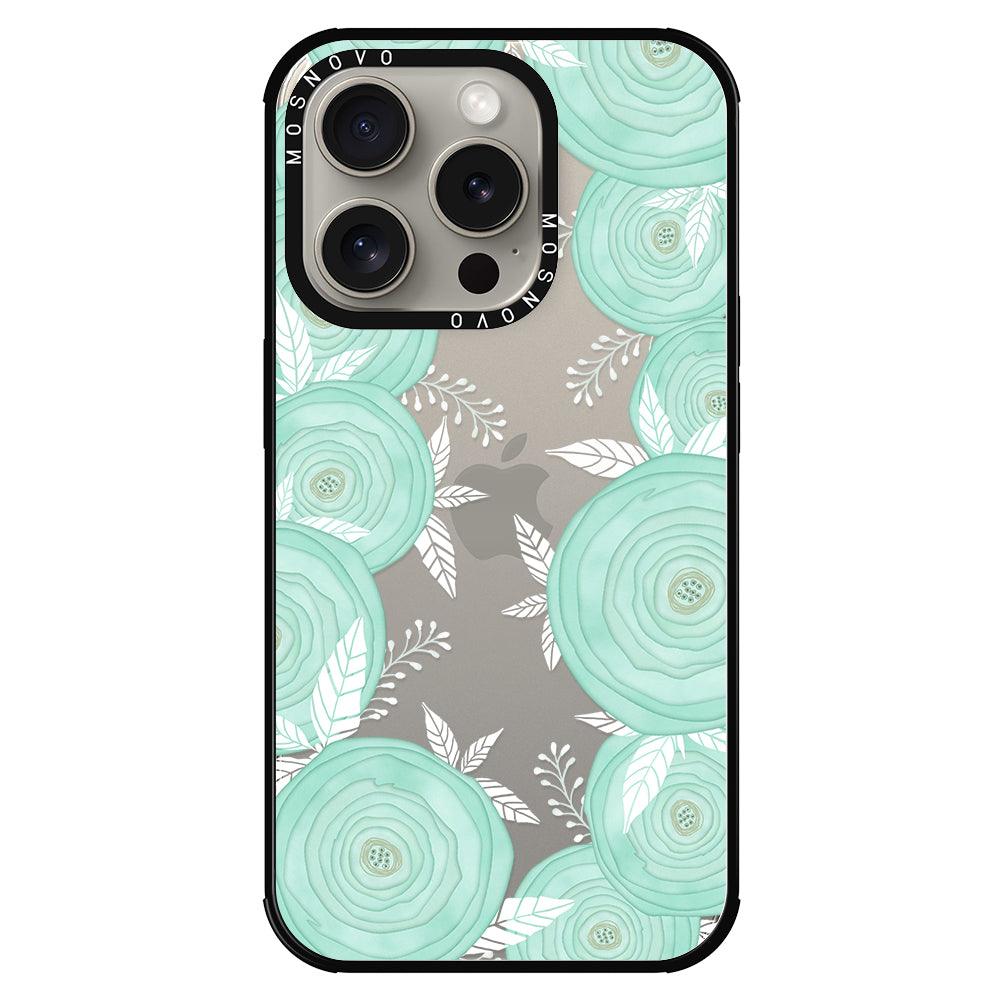 Mint Flower Phone Case - iPhone 15 Pro Case - MOSNOVO