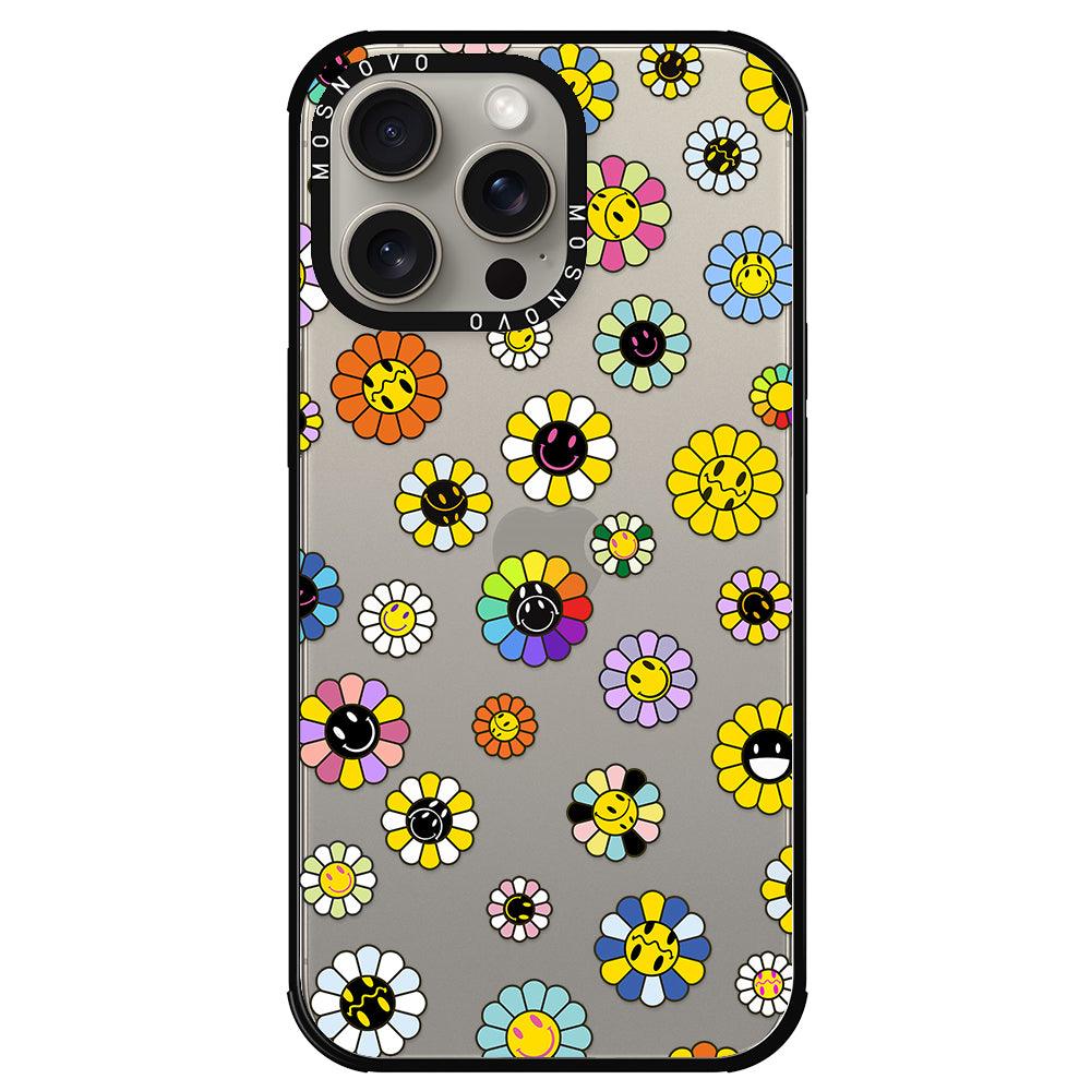 Flower Smiley Face Phone Case - iPhone 15 Pro Max Case - MOSNOVO