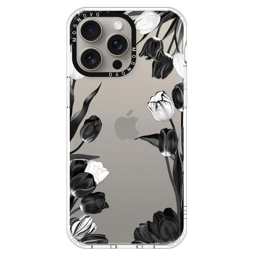 Black Tulips Phone Case - iPhone 15 Pro Max Case - MOSNOVO