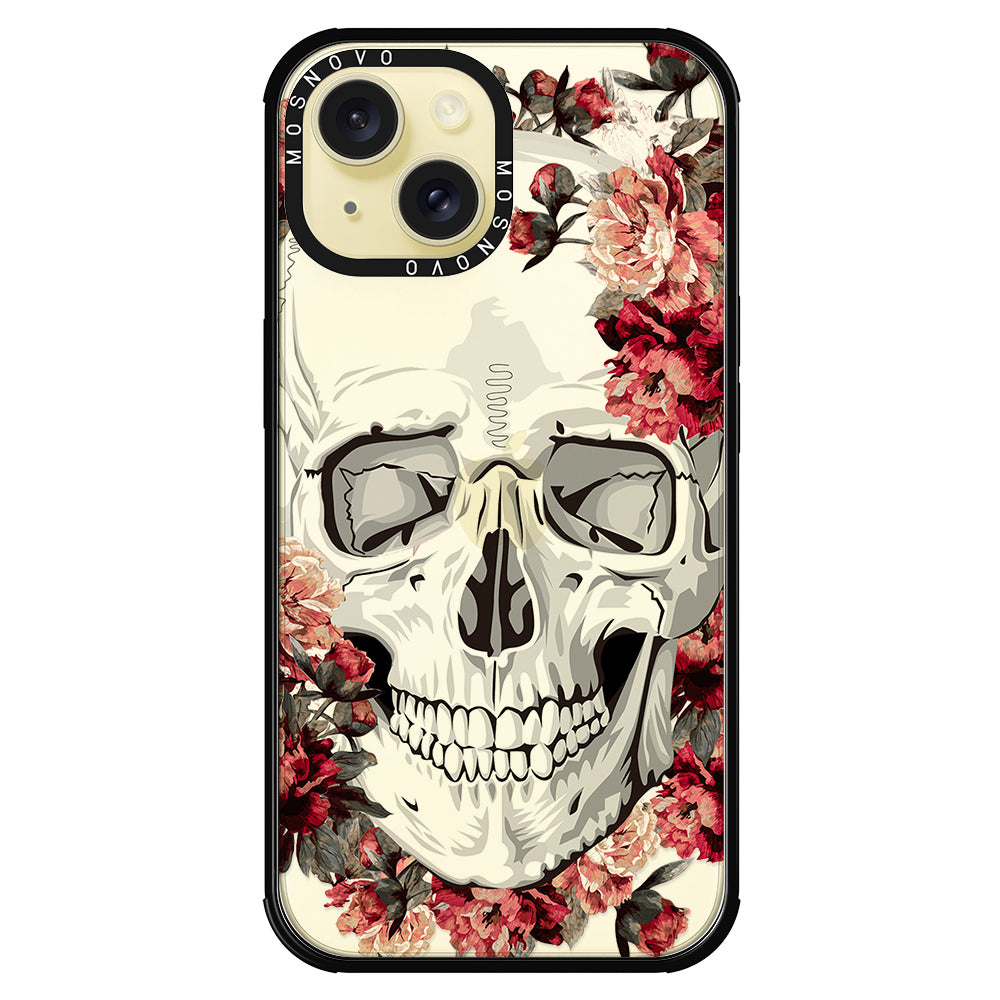 Red Flower Skull Phone Case - iPhone 15 Case - MOSNOVO