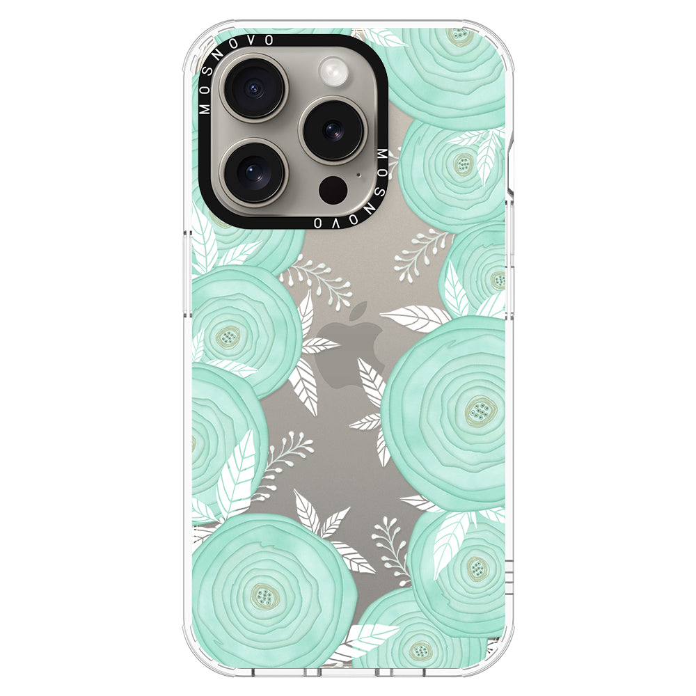 Mint Flower Phone Case - iPhone 15 Pro Case - MOSNOVO