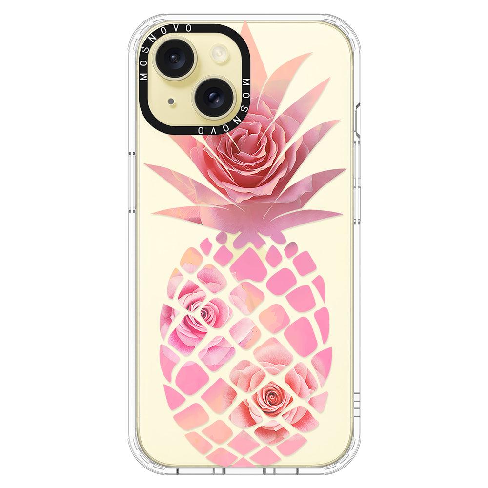 Pink Floral Pineapple Phone Case - iPhone 15 Case Clear