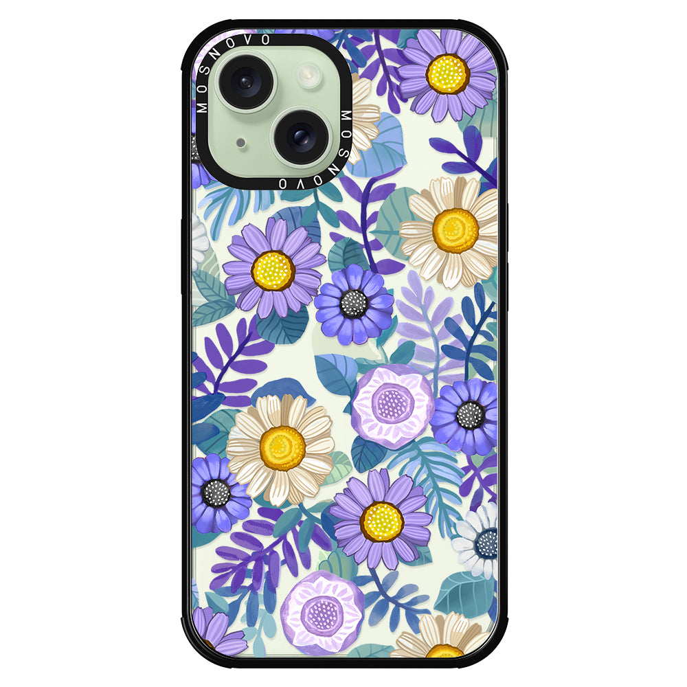 Purple Floral Phone Case - iPhone 15 Case - MOSNOVO