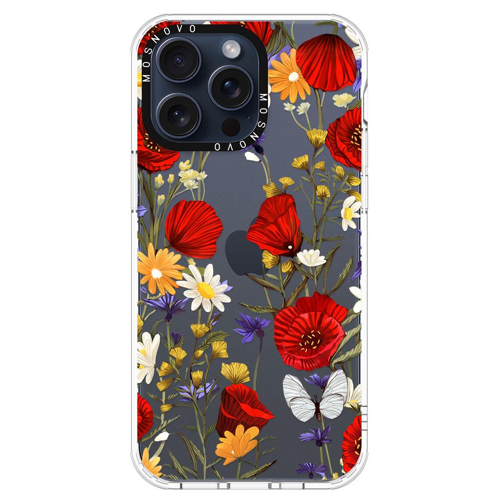 Poppy Floral Phone Case - iPhone 15 Pro Max Case - MOSNOVO