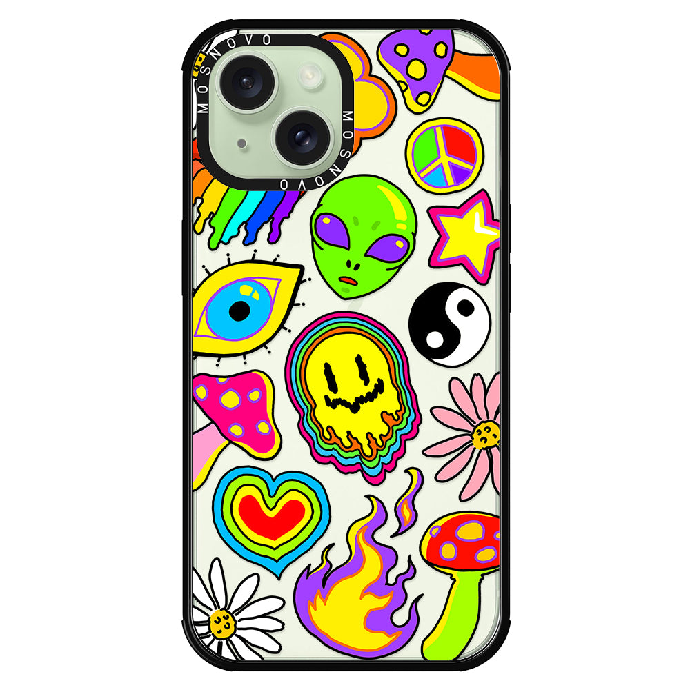 Hippie Rainbow Face Love Phone Case - iPhone 15 Case - MOSNOVO