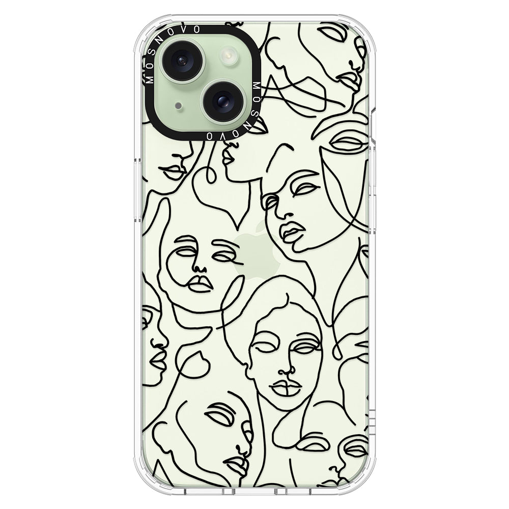 Abstract Face Line Art Phone Case - iPhone 15 Case - MOSNOVO