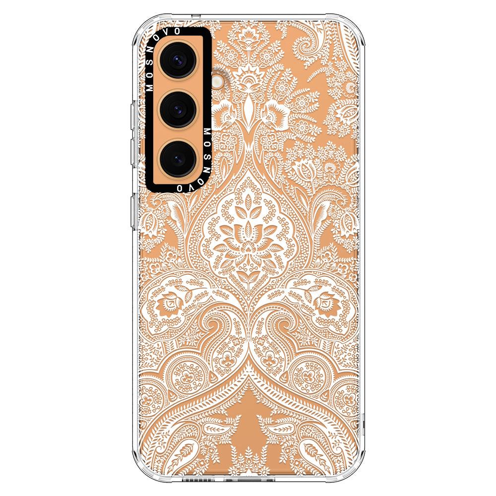 White Damask Phone Case - Samsung Galaxy S24 Plus Case - MOSNOVO