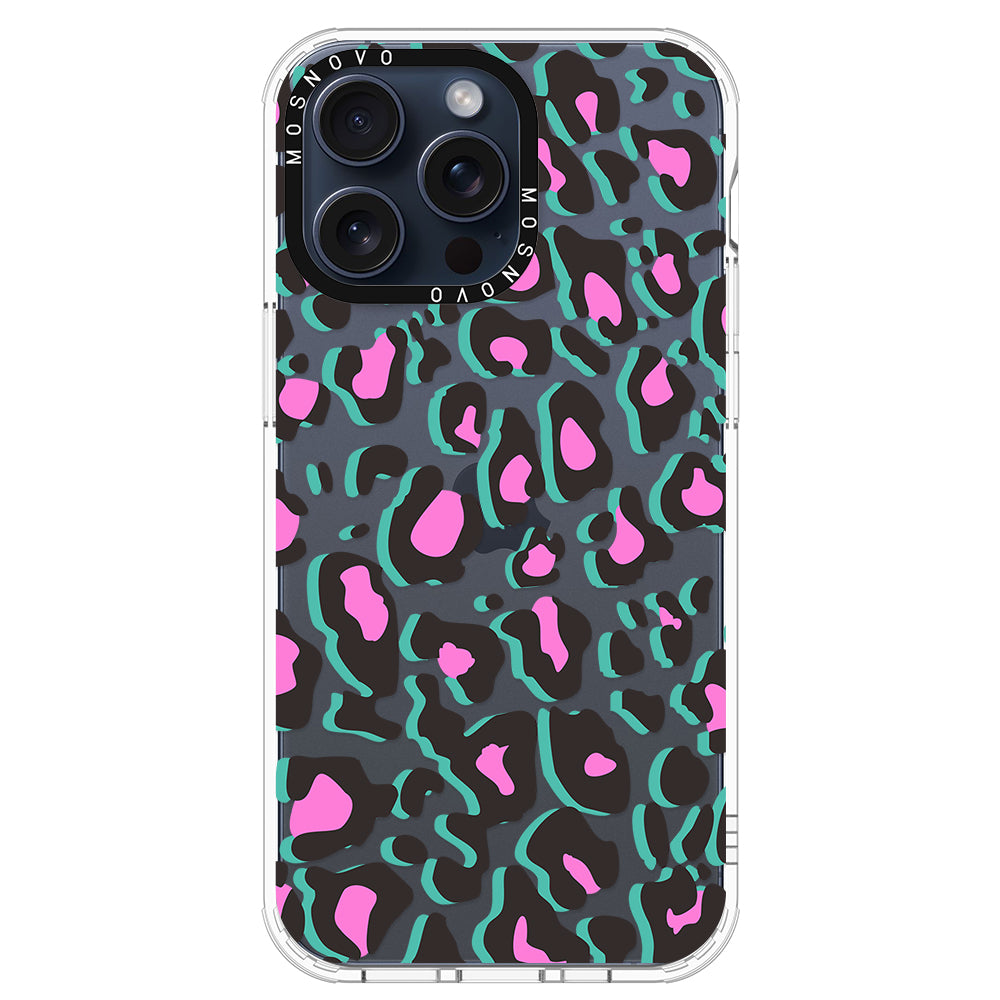 Hot Pink Leopard Print Phone Case - iPhone 15 Pro Max Case - MOSNOVO