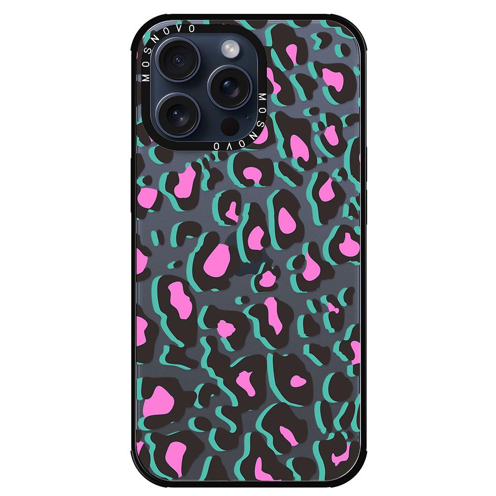 Hot Pink Leopard Print Phone Case - iPhone 15 Pro Max Case - MOSNOVO