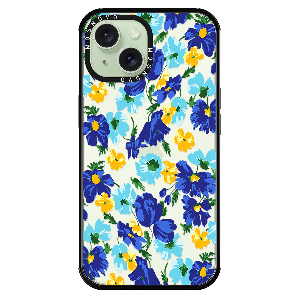 Vintage Blue Floral Phone Case - iPhone 15 Case - MOSNOVO