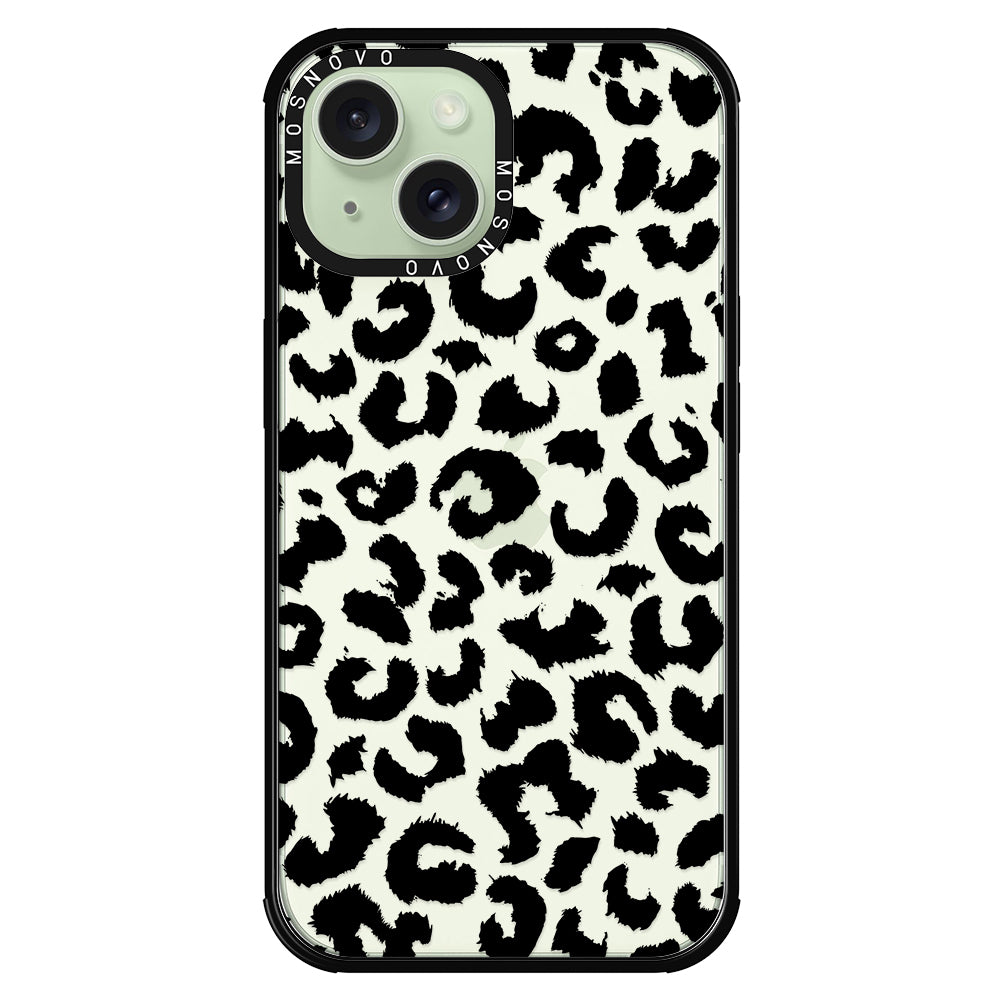 Black Leopard Phone Case - iPhone 15 Plus Case - MOSNOVO