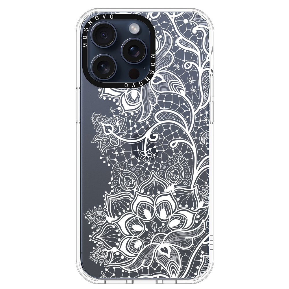 White Lotus Henna Phone Case - iPhone 15 Pro Max Case - MOSNOVO