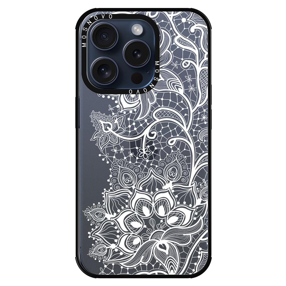 White Lotus Henna Phone Case - iPhone 15 Pro Case - MOSNOVO