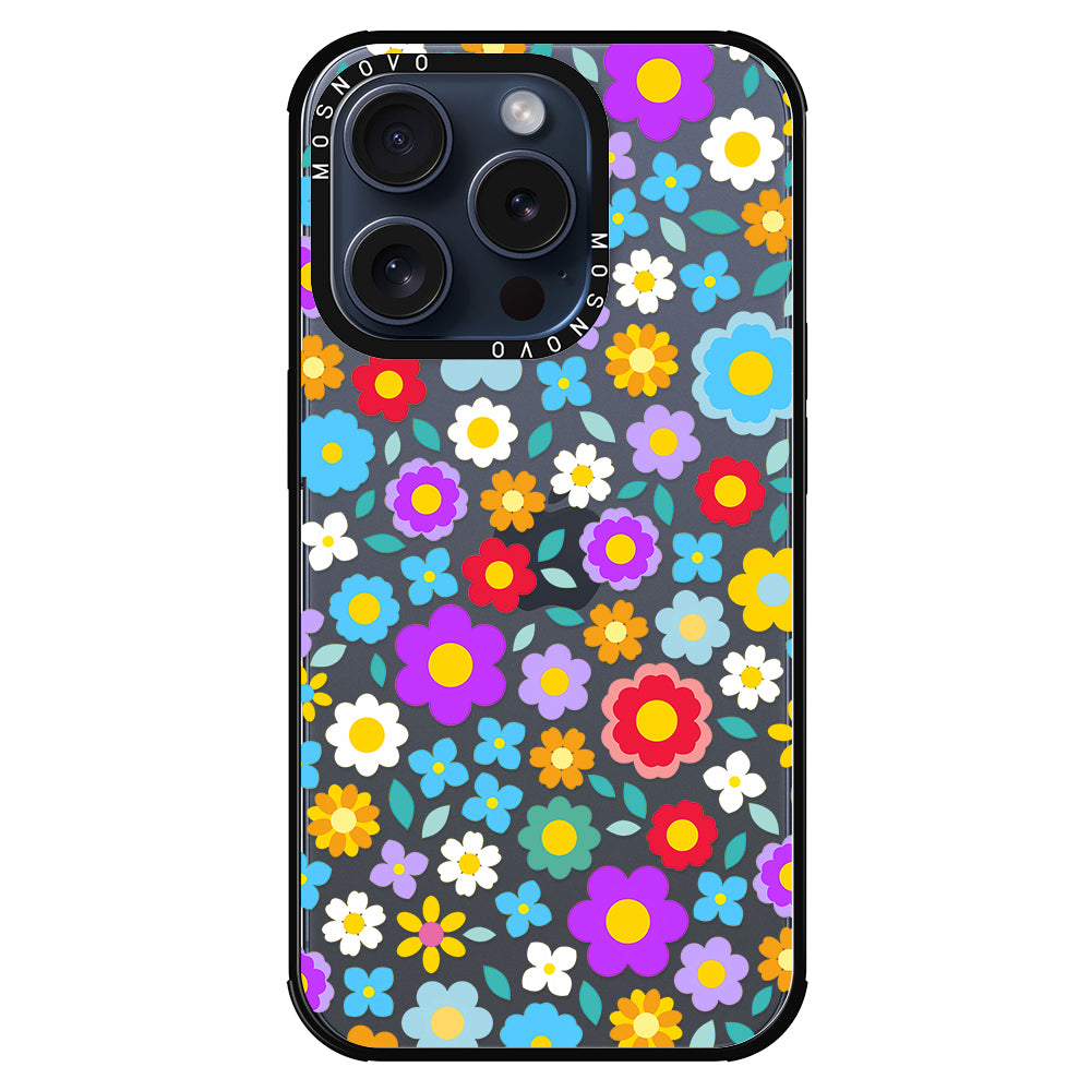 Retro Flower Phone Case - iPhone 15 Pro Case - MOSNOVO