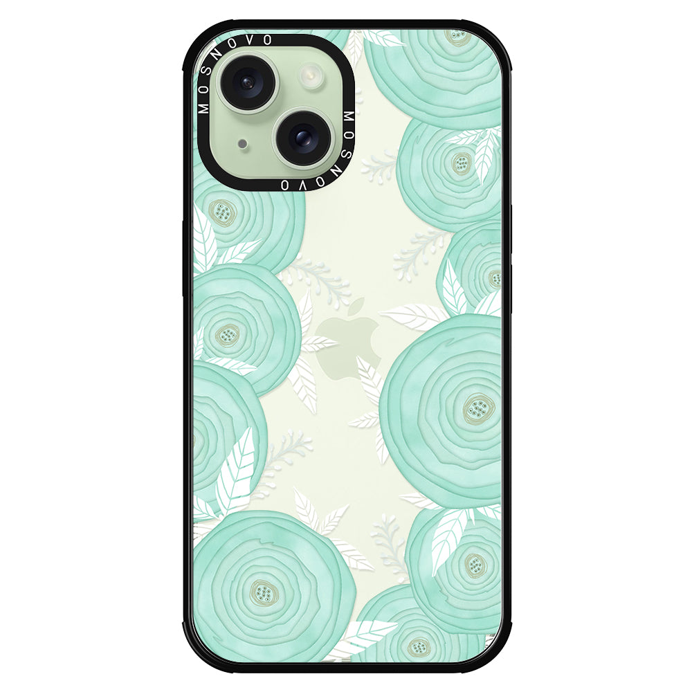 Mint Flower Phone Case - iPhone 15 Case - MOSNOVO