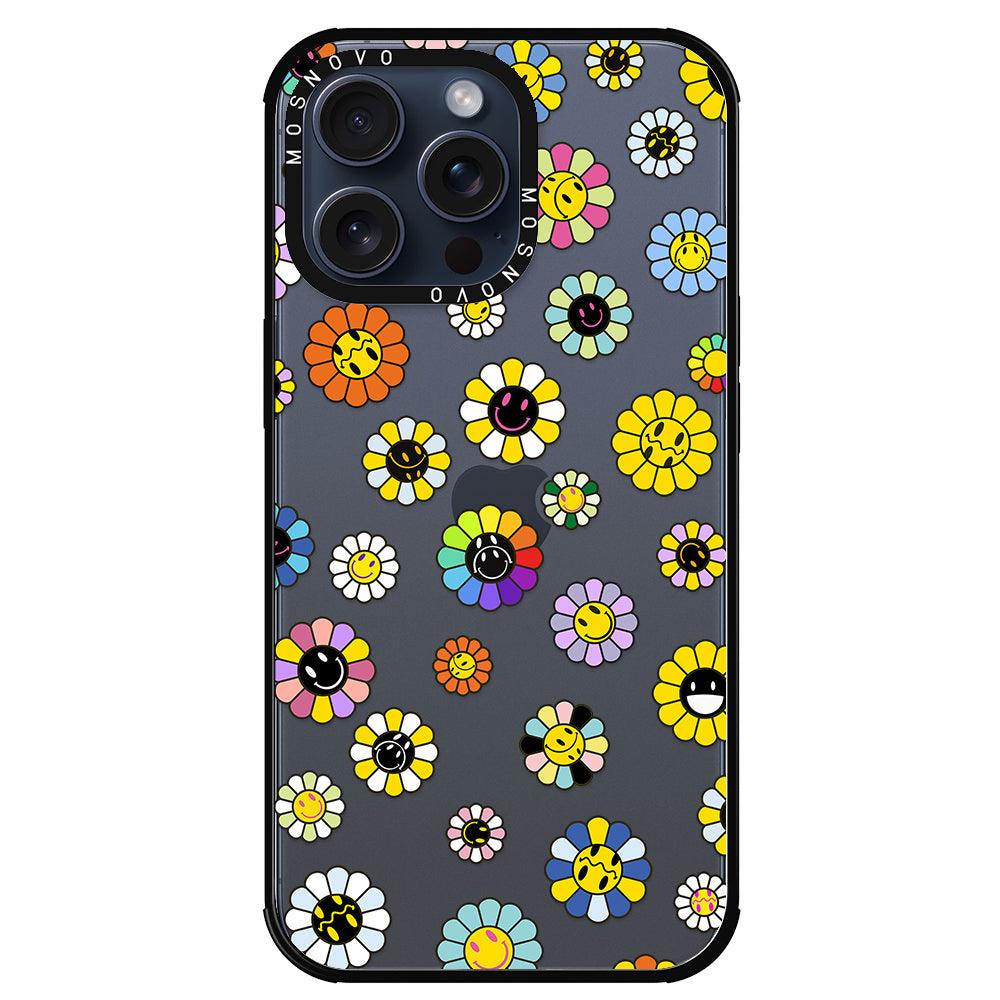 Flower Smiley Face Phone Case - iPhone 15 Pro Max Case - MOSNOVO