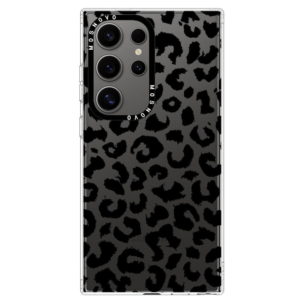 Black Leopard Print Phone Case - Samsung Galaxy S24 Ultra Case - MOSNOVO