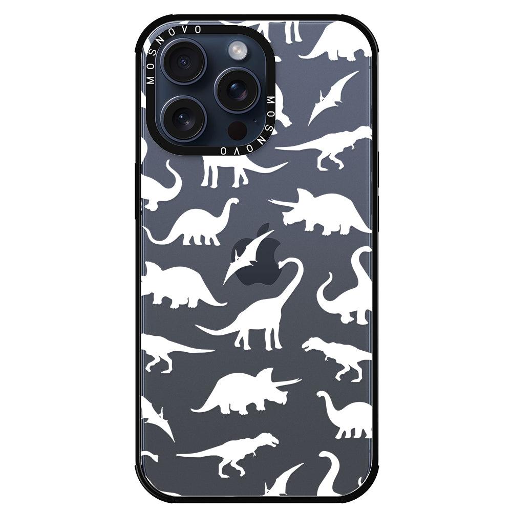 White Dinosaur Phone Case - iPhone 15 Pro Max Case - MOSNOVO