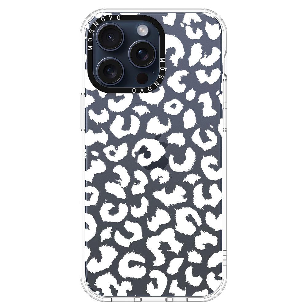 White Leopard Phone Case - iPhone 15 Pro Max Case - MOSNOVO