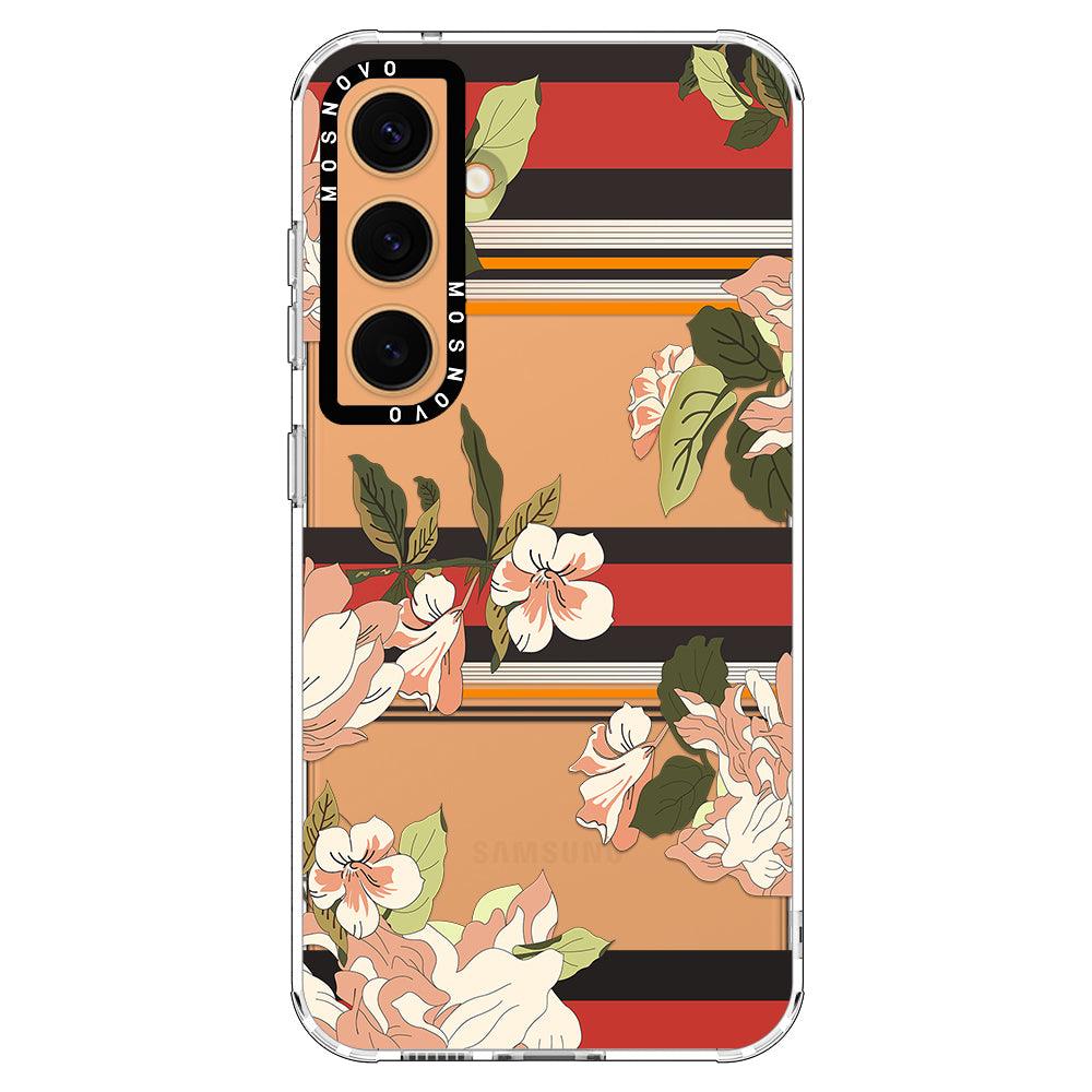 Classic Stripes Floral Phone Case - Samsung Galaxy S24 Case - MOSNOVO