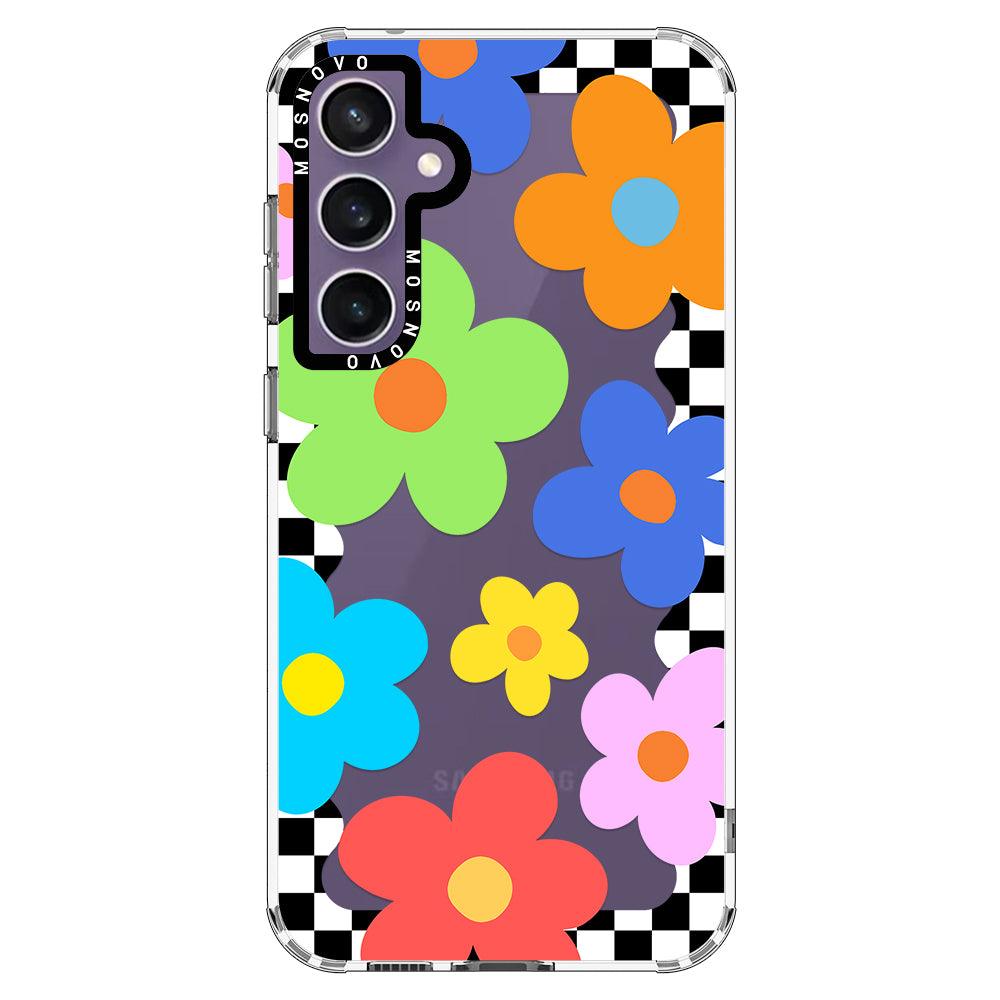 60's Checkered Floral Phone Case - Samsung Galaxy S23 FE Case