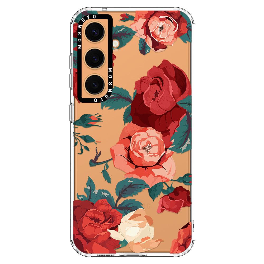 Vintage Red Rose Phone Case - Samsung Galaxy S24 Plus Case - MOSNOVO