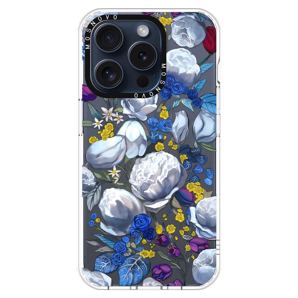 Purple Blue Floral Phone Case - iPhone 15 Pro Case - MOSNOVO