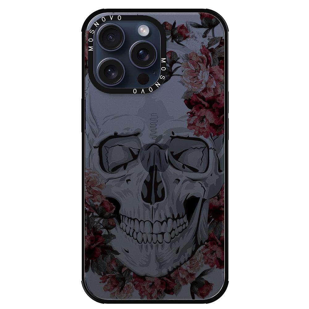 Red Flower Skull Phone Case - iPhone 15 Pro Max Case - MOSNOVO