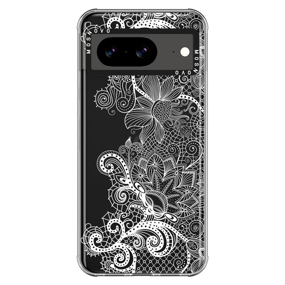 Lacy White Flower Phone Case - Google Pixel 8 Case - MOSNOVO