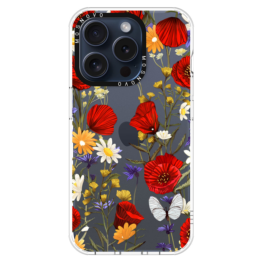 Poppy Floral Phone Case - iPhone 15 Pro Case - MOSNOVO