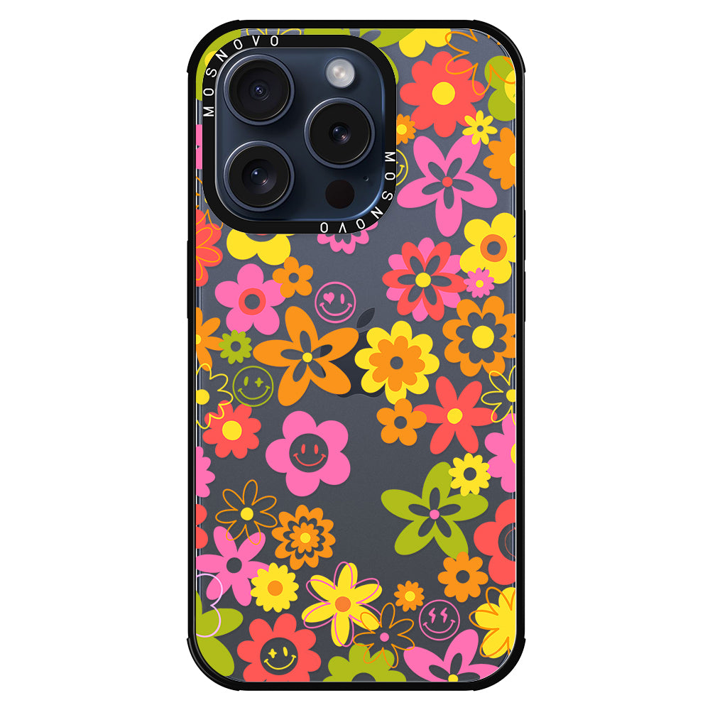 70's Groovy Floral Phone Case - iPhone 15 Pro Case - MOSNOVO