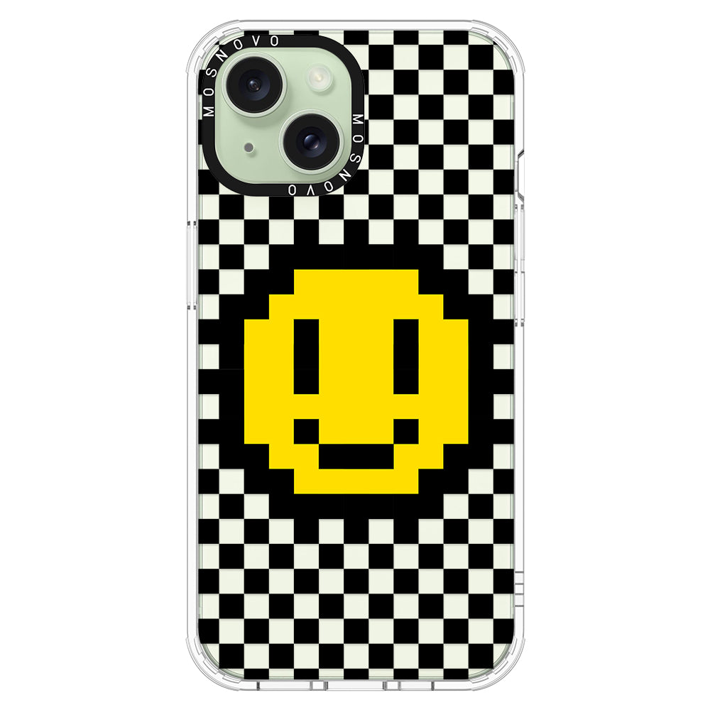 Smile Checkered Phone Case - iPhone 15 Plus Case - MOSNOVO