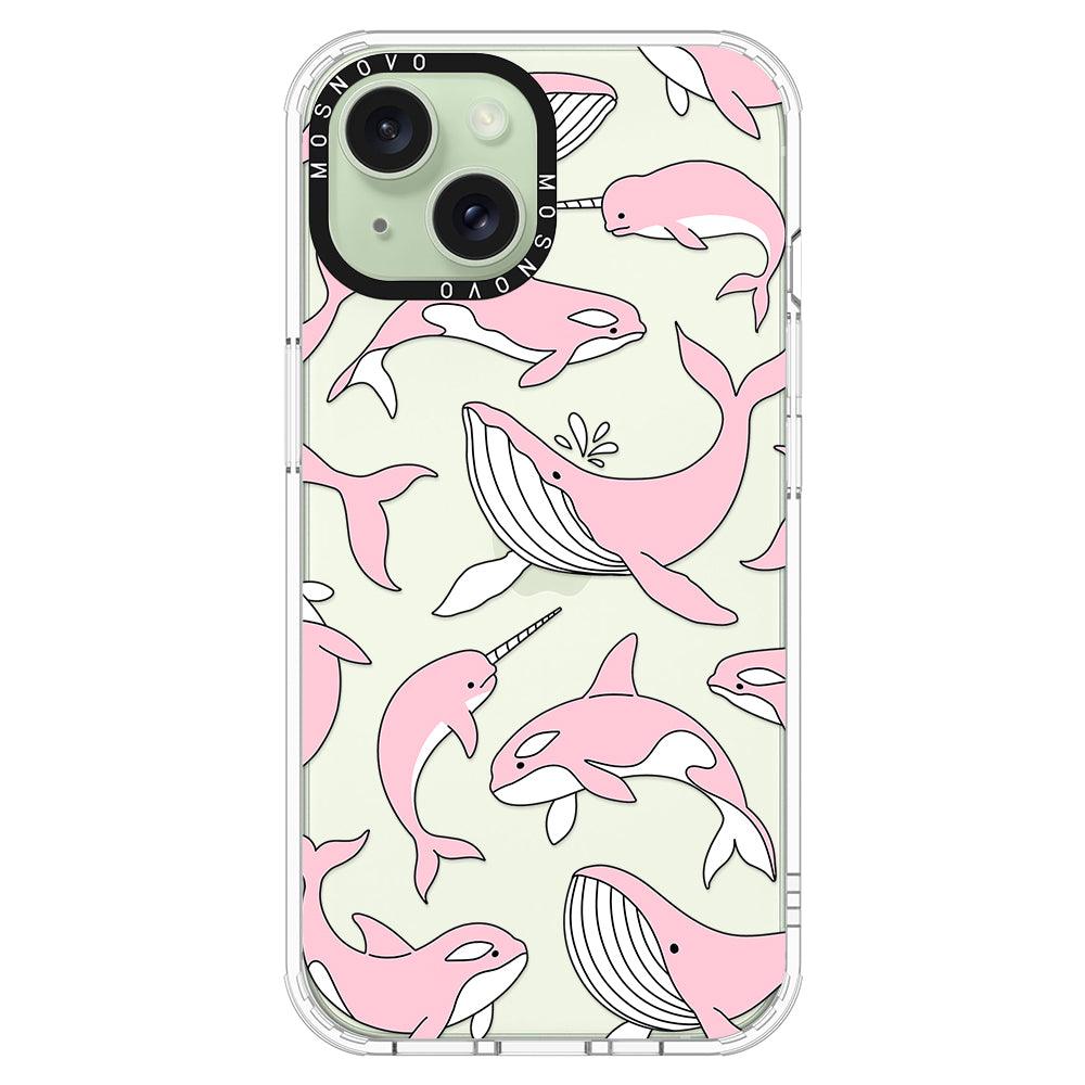 Pink Whales Phone Case - iPhone 15 Plus Case - MOSNOVO