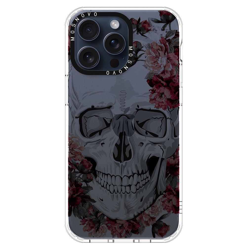 Red Flower Skull Phone Case - iPhone 15 Pro Max Case - MOSNOVO