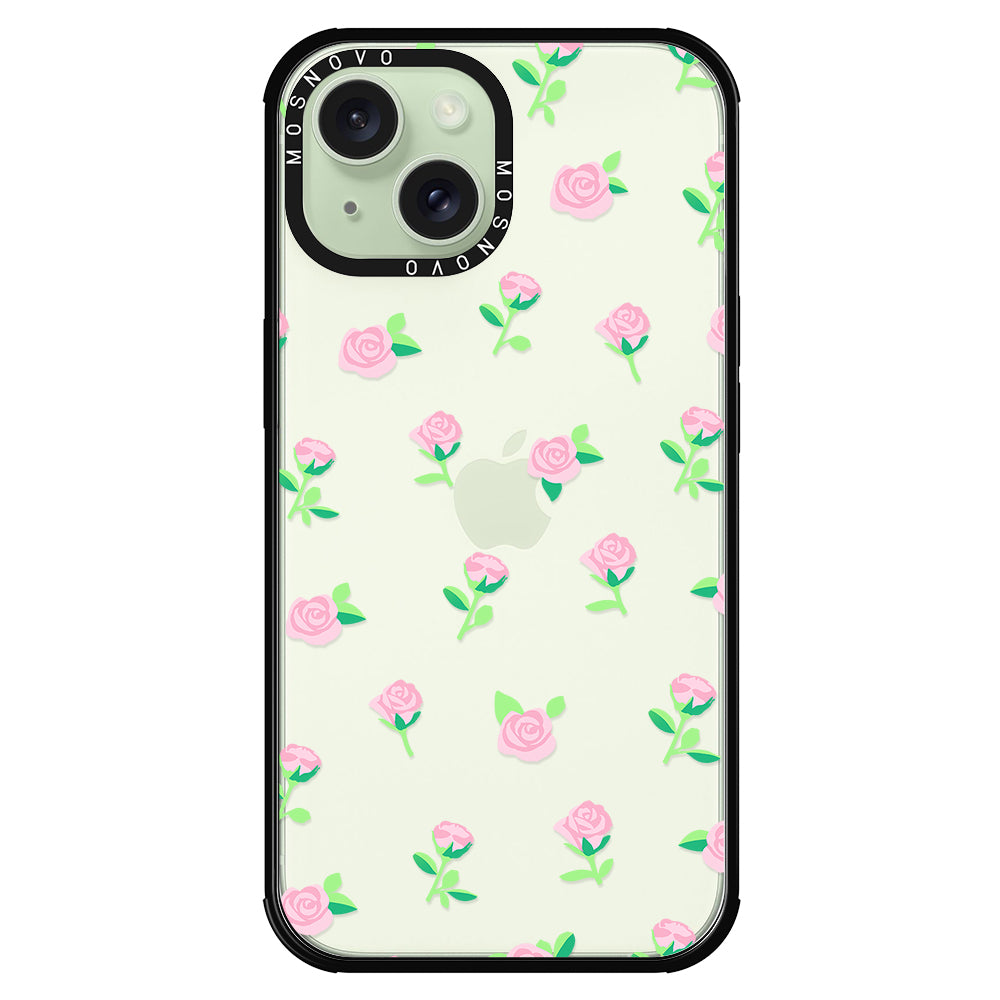 Pink Rose Floral Phone Case - iPhone 15 Case - MOSNOVO