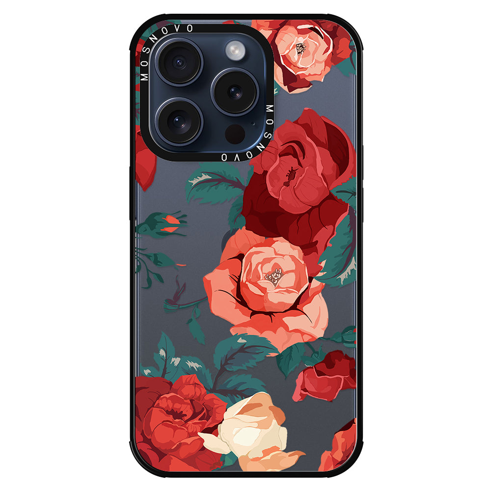 Vintage Red Rose Phone Case - iPhone 15 Pro Case - MOSNOVO