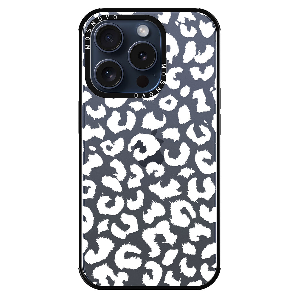 White Leopard Phone Case - iPhone 15 Pro Case - MOSNOVO