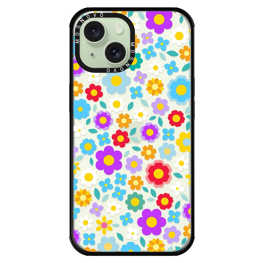 Retro Flower Phone Case - iPhone 15 Plus Case - MOSNOVO