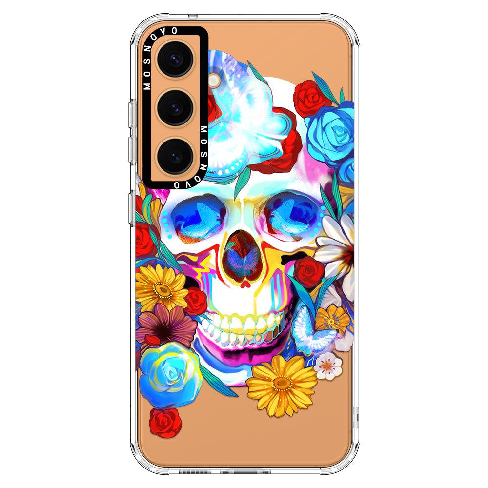 Sugar Flower Skull Phone Case - Samsung Galaxy S24 Case - MOSNOVO