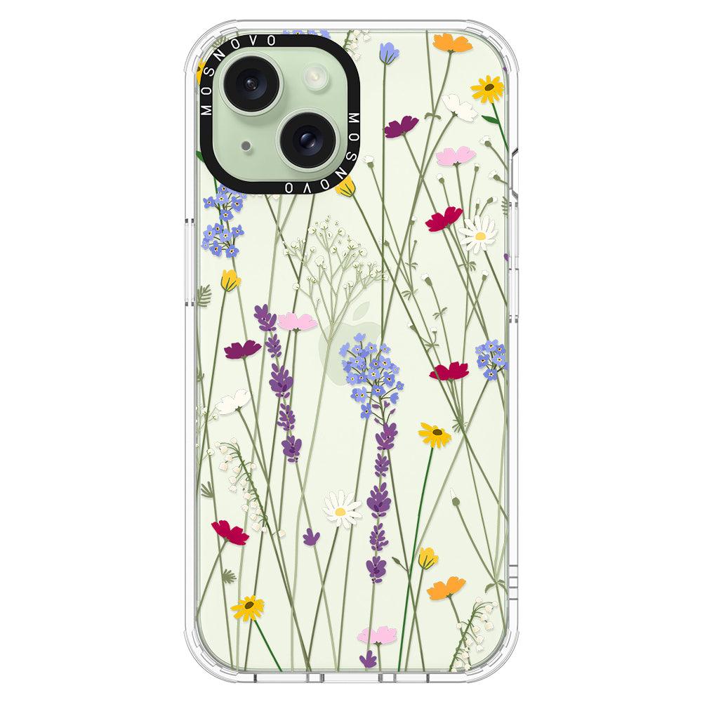 Floral Garden Lavender Daisy Flower Phone Case - iPhone 15 Plus Case - MOSNOVO