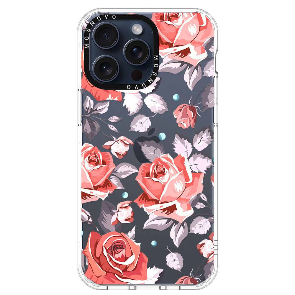 Retro Flower Roses Phone Case - iPhone 15 Pro Max Case - MOSNOVO