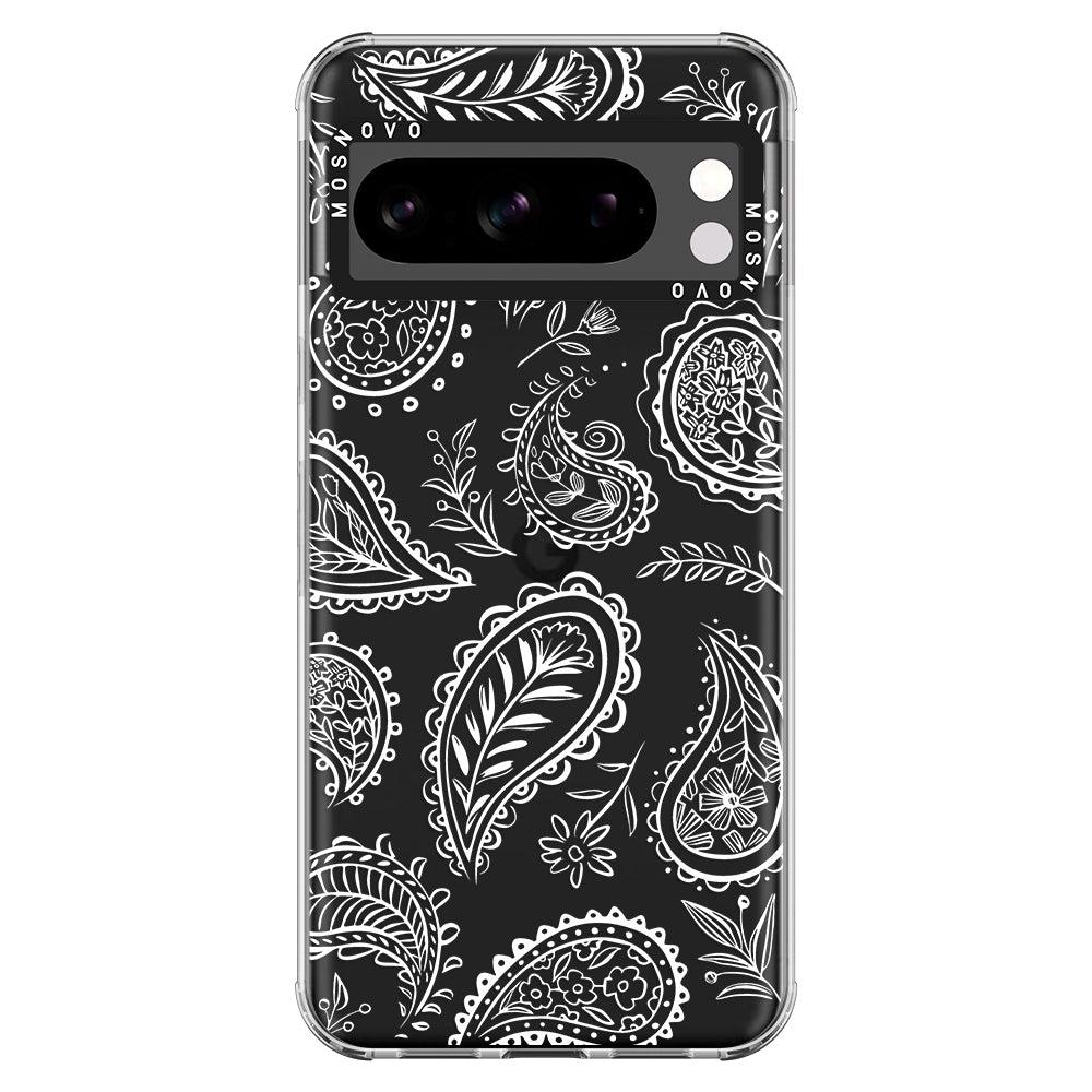 White Paisley Phone Case - Google Pixel 8 Pro Case - MOSNOVO