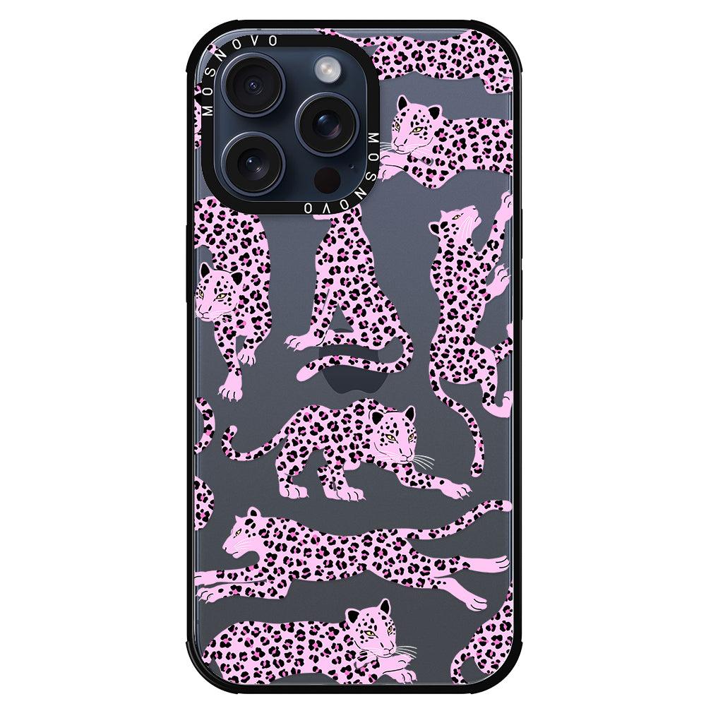 Pink Leopard Phone Case - iPhone 15 Pro Max Case - MOSNOVO