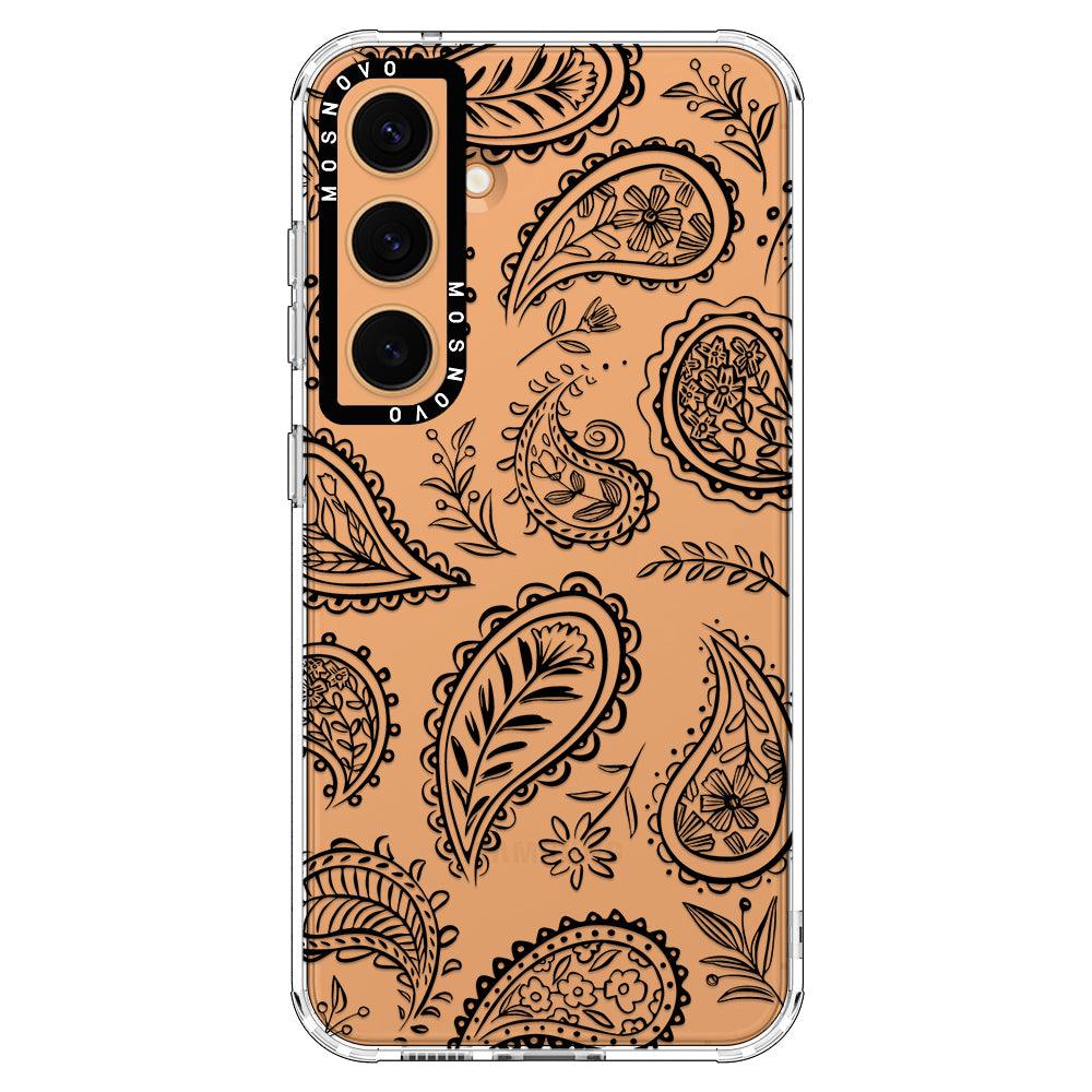 Black Paisley Phone Case - Samsung Galaxy S24 Case - MOSNOVO