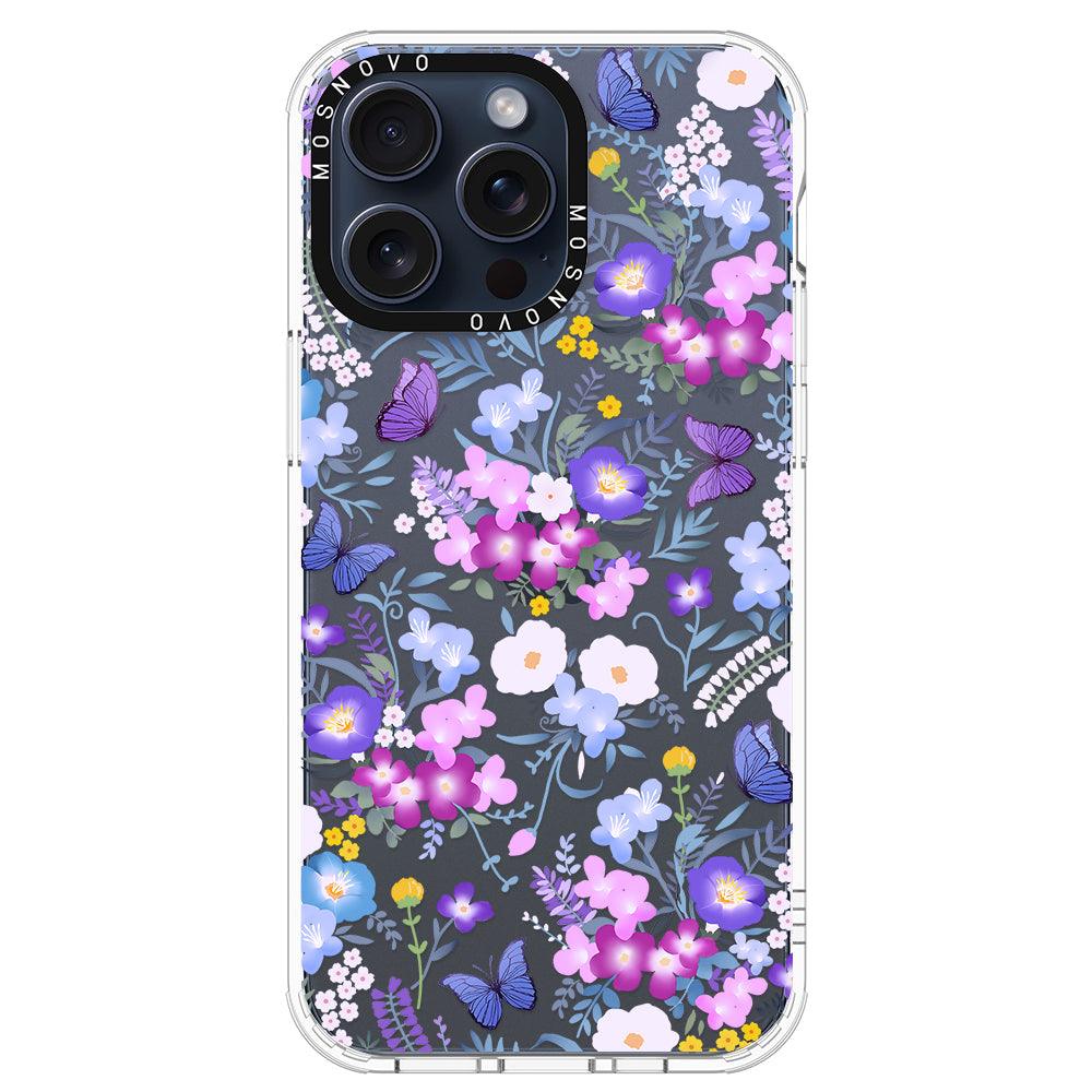 Purple Peri Nemophila Flower Phone Case - iPhone 15 Pro Max Case - MOSNOVO