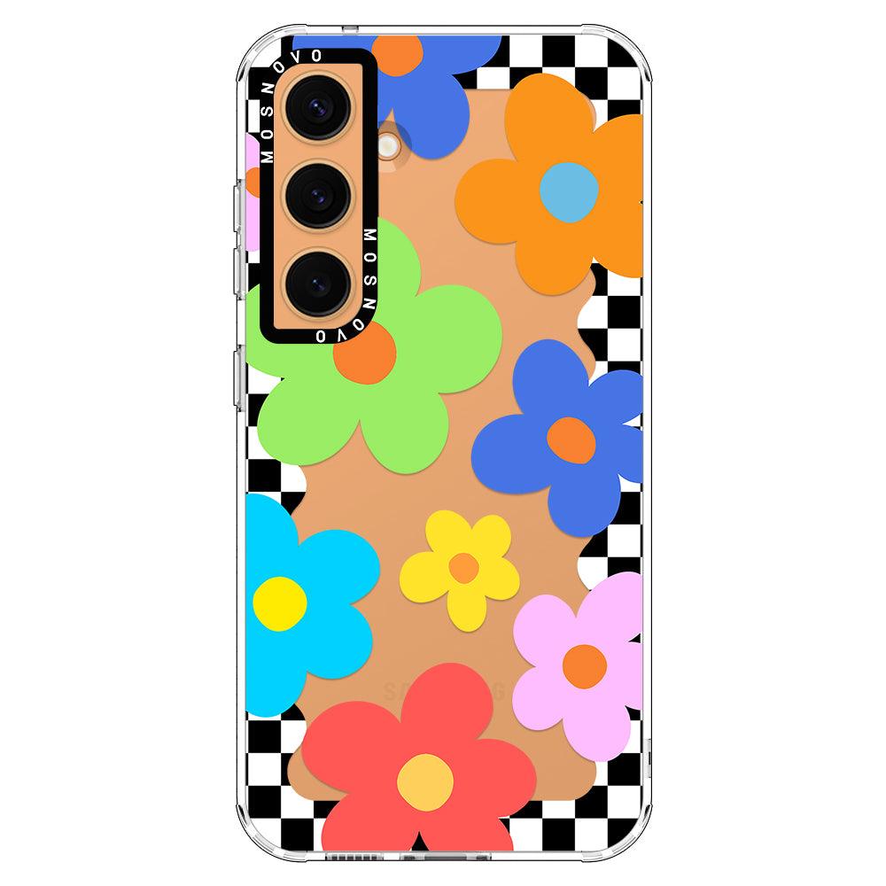 60's Checkered Floral Phone Case - Samsung Galaxy S24 Plus Case